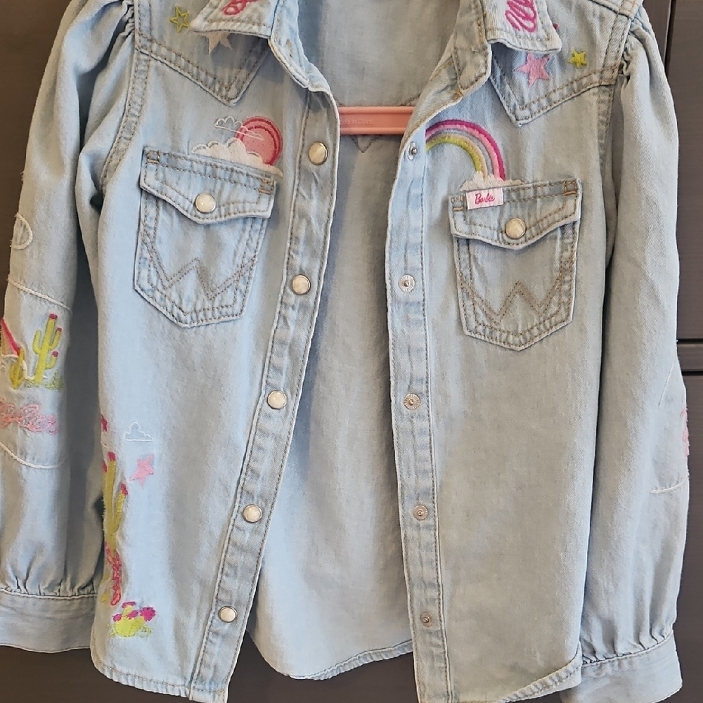 Barbie Blue Denim Jacket with Colorful Embroidery